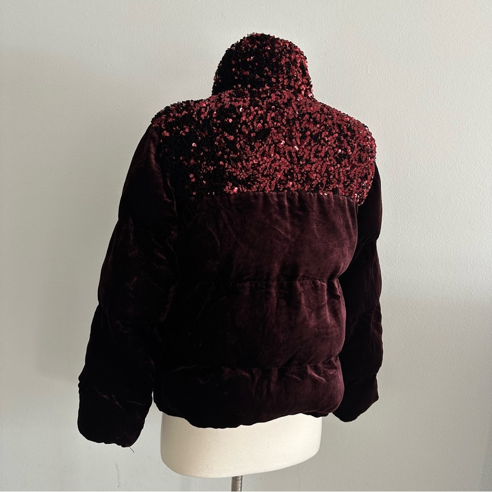 Maeve Anthropologie Vera Sequined Velvet Puffer Jacket Small - Picture 7 of 16